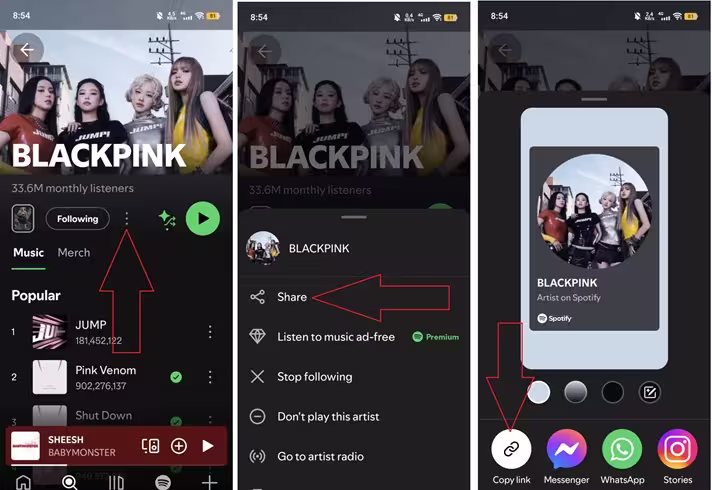 Cara Menyalin Link Artis Spotify di Android atau iOS ?